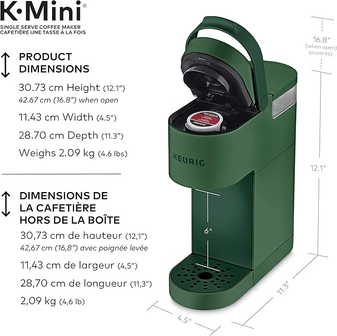 Keurig K-Mini Single Serve K-Cup Pod Coffee Maker, Featuring An Ultra-sleek Design, Evergreen