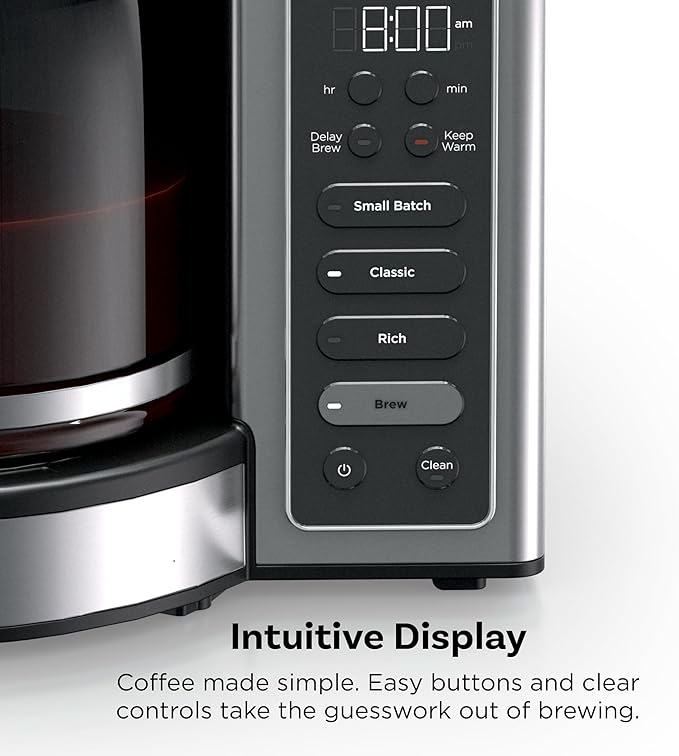 Ninja Fresh Brew™ Drip Coffee Maker | Programmable 14Cup Glass Carafe, Brew Classic & Rich, 70oz Removable Water Reservoir | Small Batch, Delay Brew, Adjustable Warming Plate | Stainless Steel | CE451