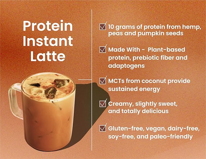 Laird Superfood Protein Instant Latte, Sweet & Creamy, Non-Dairy, Superfood Creamer and Coffee, Gluten Free, Non-GMO, Vegan, 8 oz. Bag, Pack of 1