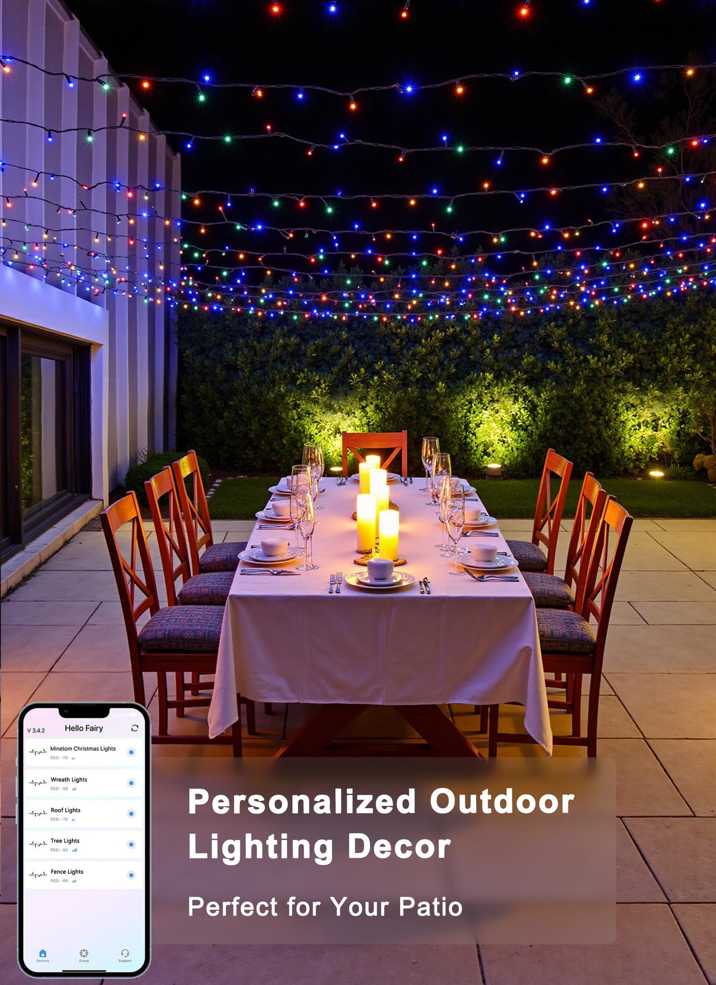 Minetom LED Color Changing Smart Christmas Tree Lights, 66ft, 200 LEDs, Remote & Timer, Adjustable Colors