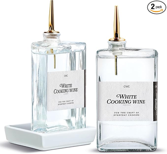 COOK WITH COLOR Olive Oil Dispenser Bottle - 2 Pk Glass Oil Dispenser for Kitchen - Condiment, Coffee Syrup & Vinegar Dispenser, Olive Oil Cruet, Includes 4 Auto Pourer Spouts