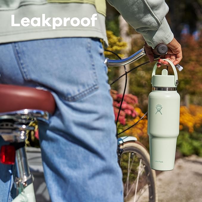 Hydro Flask Travel Water Bottle - Insulated Stainless Steel - Wide Straw Lid, Non Spill, Leakproof in 40 Oz Nectar Orange