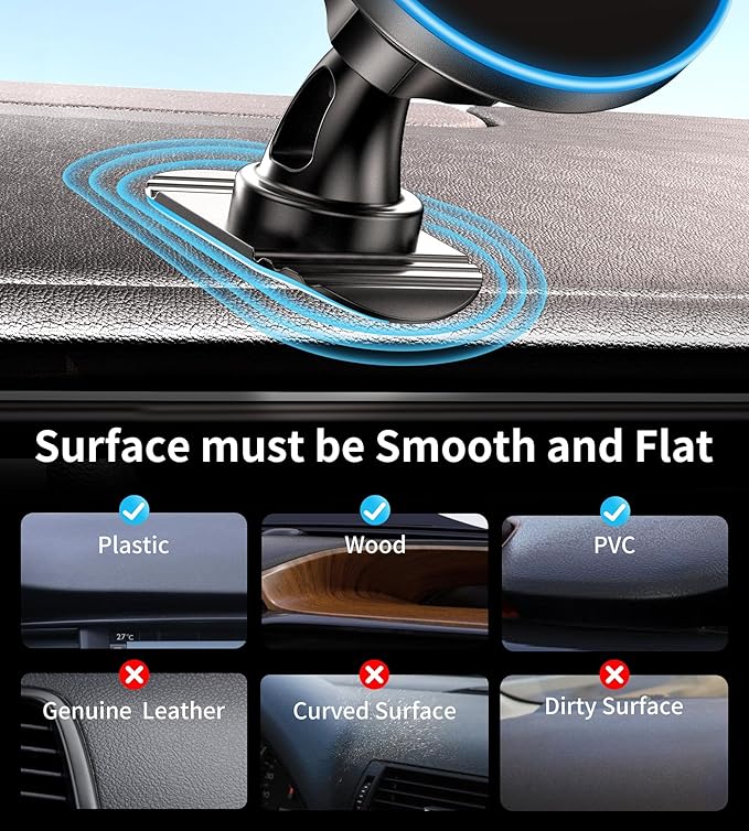 for Magsafe Car Mount Charger, [2025 Upgrade] 15W 2in1 Magnetic Wireless Car Charger, fits for Magsafe Car Charger, Vent/Dashboard Phone Holder for iPhone 17 16 15 14 13 12 Series(Cyan)