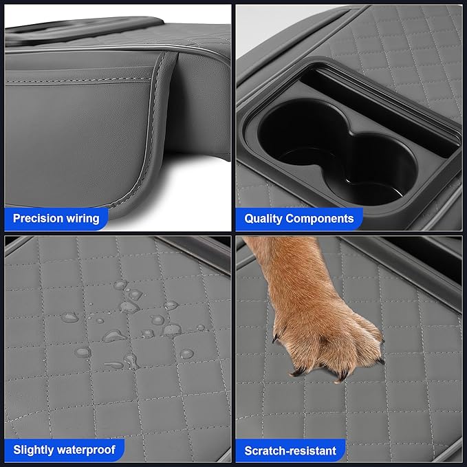 Upgraded Car Center Console Cover Fit for Subaru Outback Thick Leather Car Armrest Cover with 2 Storage Pockets,Cup Holder,Phone Slot(Gray)