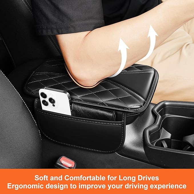 Center Console Cover Fit for Chevrolet/Chevy Sonic Waterproof Armrest Cover with Soft Leather,Anti-Scratch Auto Armrest Pad Accessory （Black