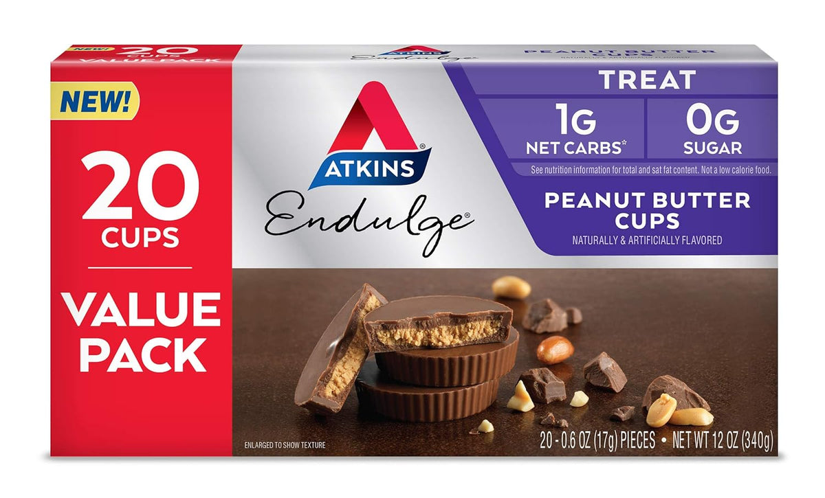Atkins Endulge Peanut Butter Cups, 20 count low carb dessert with 0g sugar