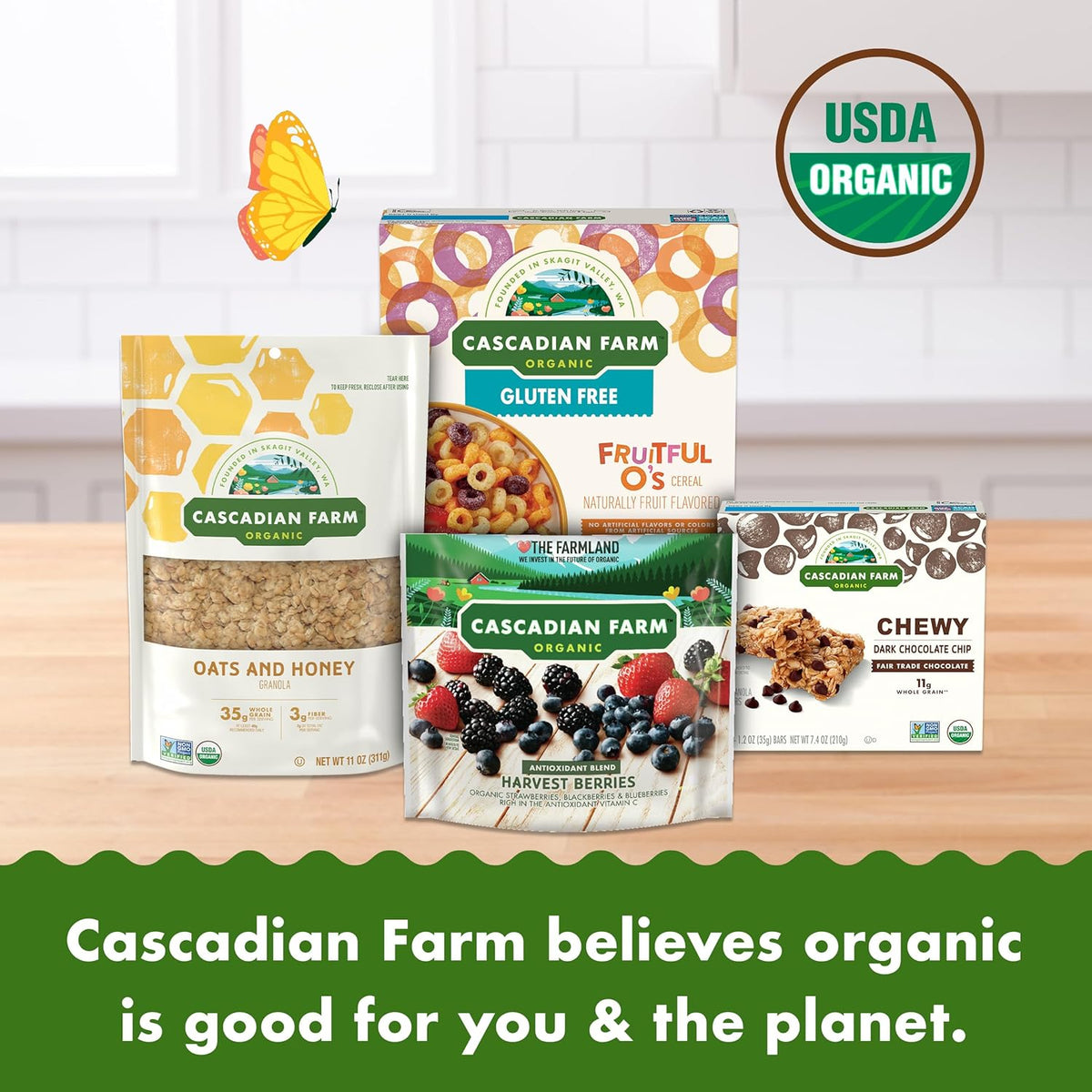 Cascadian Farm, Bar Granola Vanilla Chip Organic 6 Count, 7.4 Ounce