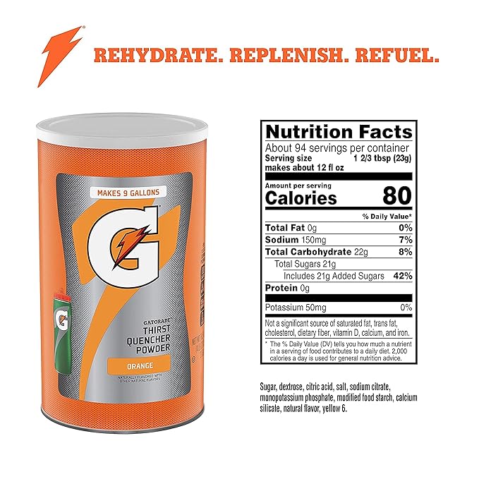 Gatorade Thirst Quencher Powder, Orange, 76.5 oz (Pack of 2)
