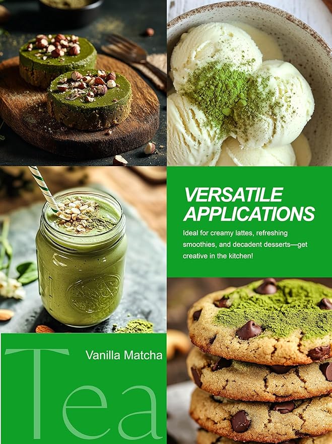 TeeLux Vanilla Matcha Green Tea Powder, First Harvest Premium Matcha + Delicate Vanilla Powder, Flavorful & Aromatic, Hot or Iced Tea, 3.5oz