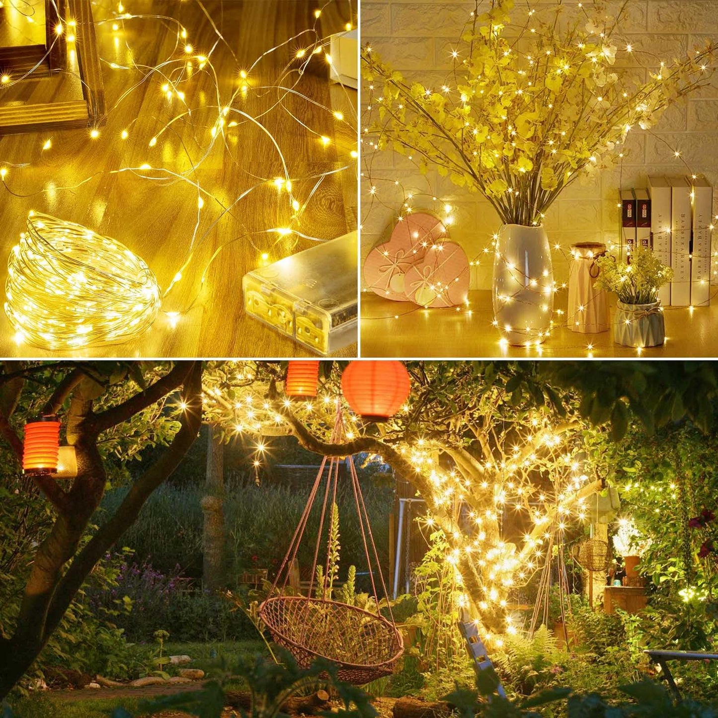 KAQ 8 Pack Fairy Lights 480LED Warm White Battery Operated with Remote, Waterproof, Cuttable String Light for Indoor/Outdoor Decor
