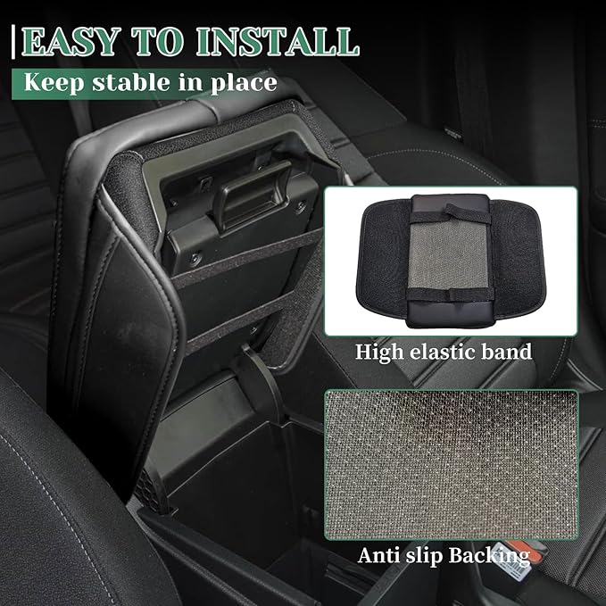 Center Console Armrest Cover Compatible with Toyota Camry 2018-2024 Leather Middle Console Arm Rest Box Protector Cushion Padding with Side Pockets Anti-Scratch Black