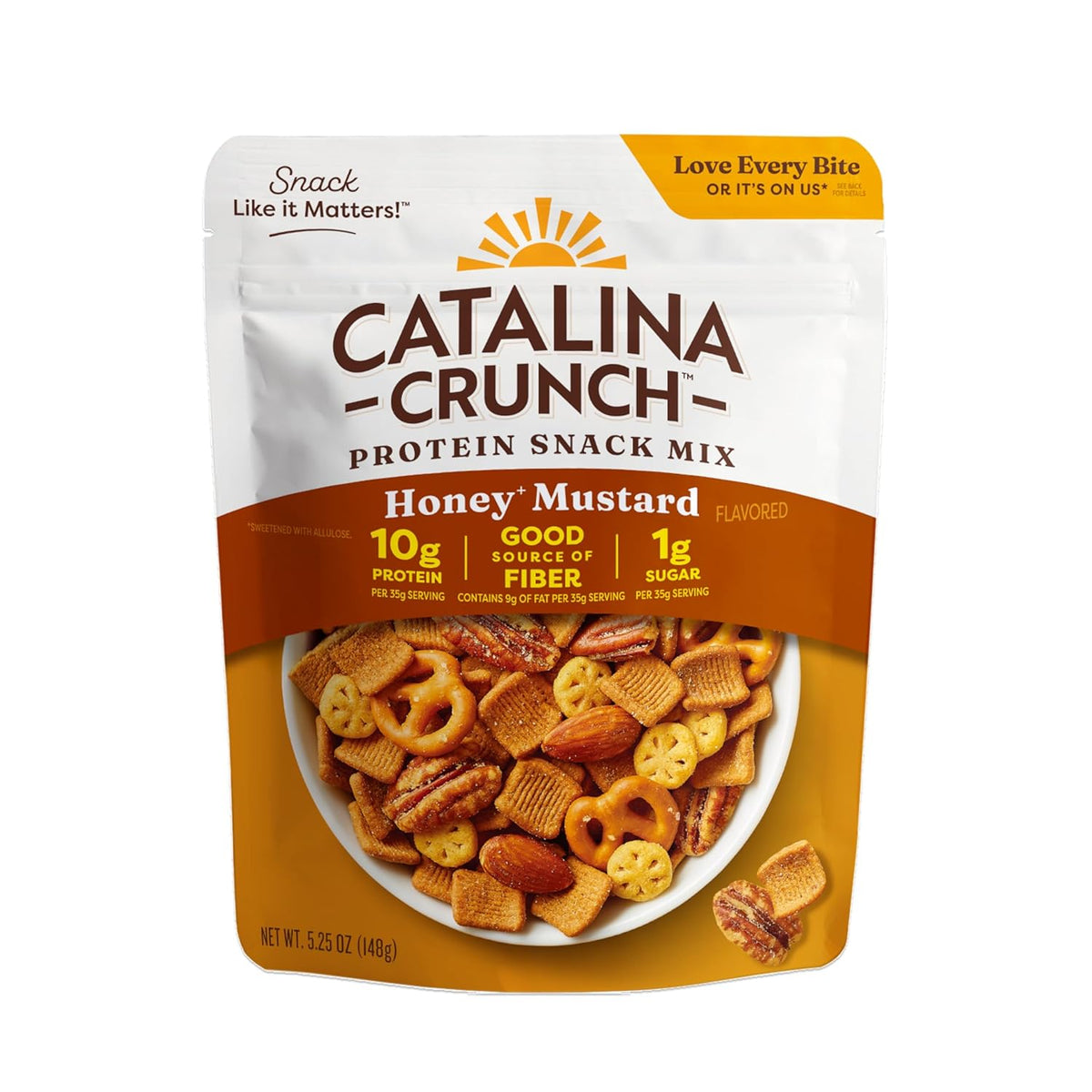 Catalina Crunch Protein Snack Mix - 10g Protein, 1g Sugar per Serving - Good Source of Fiber, Gluten Free - Honey Mustard, 5.25 Ounce Bag (Pack of 1) - Packaging May Vary