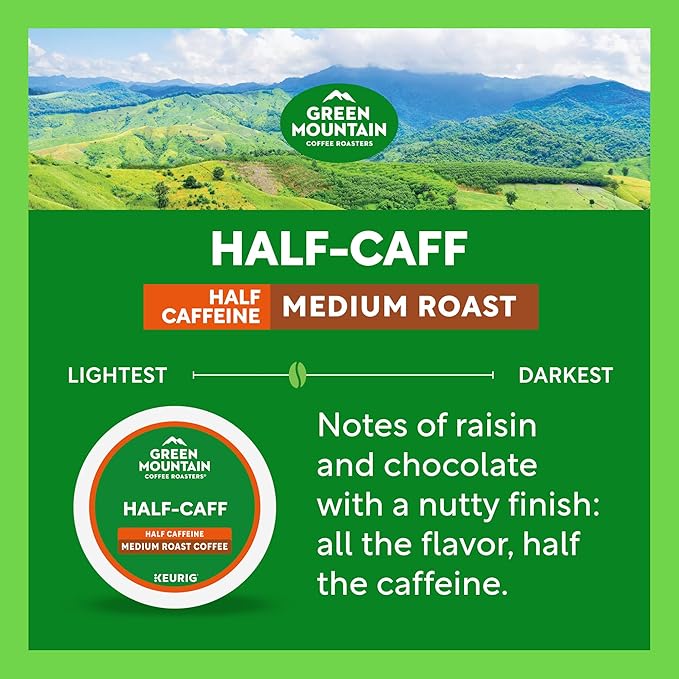 Green Mountain Coffee Roasters Half Caff Coffee, Keurig Single-Serve K-Cup pods, Medium Roast, 96 Count