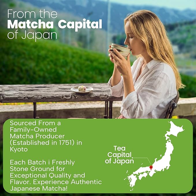 Matcha Wellness Ceremonial Grade Matcha Powder – Organic First Harvest Japanese Green Tea from Kyoto – 1.4oz – No Sugar, No Additives, No Gluten
