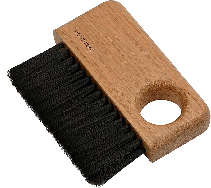 Normcore Barista Bench Cleaning Brush for Espresso Machine, Grinder, Countertop, Compact Coffee Cleaning Tool for Home or Cafe Baristas, American Oak Wood Handle
