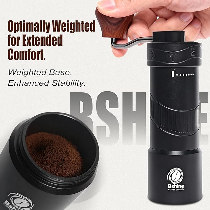 Bshine manual coffee bean grinder with Carrying Case,Numerical External Adjustable,conical burr hand crank coffee grinder mini molino para cafe,moledor de cafe de grano molino para cafe
