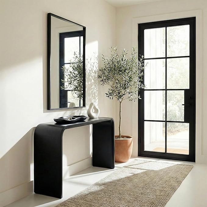 24''x36'' Matte Black Bathroom Mirror | Deep-Set Recessed Metal Frame | Heavy-Duty Thickened Rectangular Vanity Mirror for Single Sink | Modern Industrial & Farmhouse Wall Decor