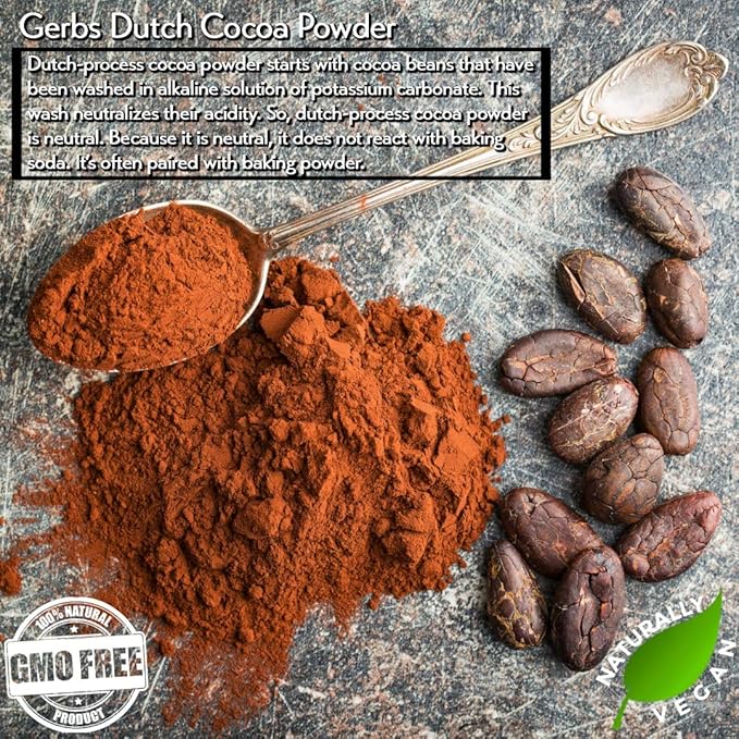 Gerbs Dutch Cocoa Powder 2 lbs. | 22-24% Cocoa Butter Fat, Resealable Bag | Rich, Smooth Dutch Process | Top 14 Allergen-Free