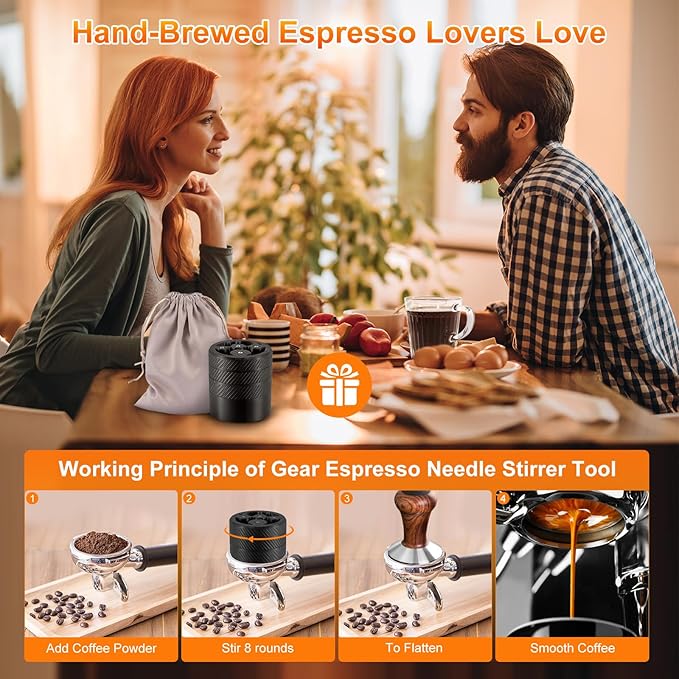 BIRIYANI WDT Tool Espresso V3-58MM Espresso Distribution Tool, Geared Spinning Espresso Needle Stirrer, Espresso Accessories