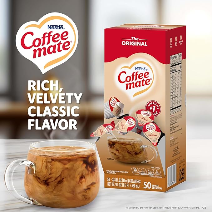 Nestle Coffee mate Coffee Creamer, Original, Liquid Creamer Singles, Non Dairy, No Refrigeration, 0.375 fl oz Tubs (Pack of 200)