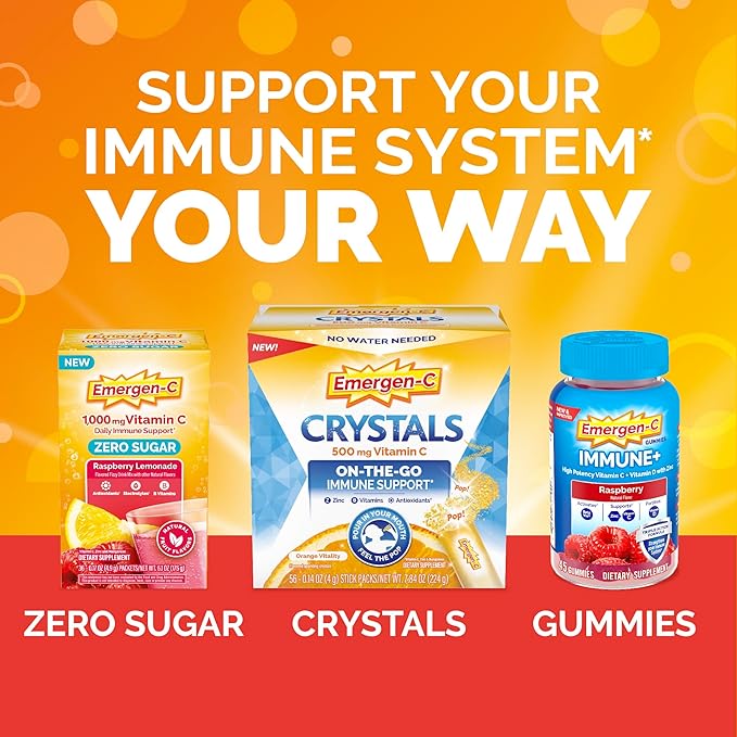 Emergen-C Hydration+ Sports Drink Mix With Vitamin C (18 Count, Raspberry Flavor), Electrolyte Replenishment, 0.33 Ounce Powder Packets