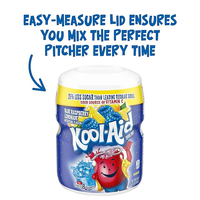 Kool-Aid Caffeine Free Blue Raspberry Lemonade Sweetened Powdered Drink Mix 1 Count 20 oz Canister