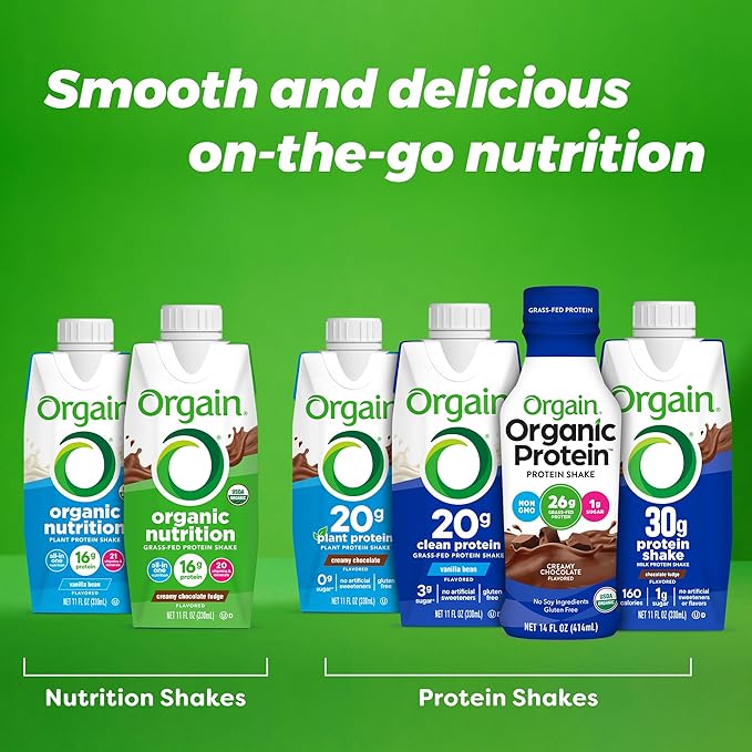Orgain Organic Nutritional Protein Shake, Iced Café Mocha - 16g Grass Fed Whey Protein, Meal Replacement, 20 Vitamins & Minerals, Fruits & Vegetables, Gluten Free, Non-GMO, 11 Fl Oz (12 Pack)