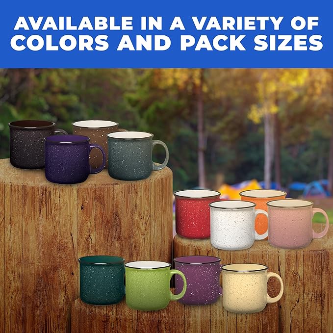 Set of 16 Ceramic Campfire Mugs – 15 Oz, Cobalt Blue – Coffee & Tea Cups for Home, Work, Travel, Camping – Customizable, Great for DIY, Events, Companies