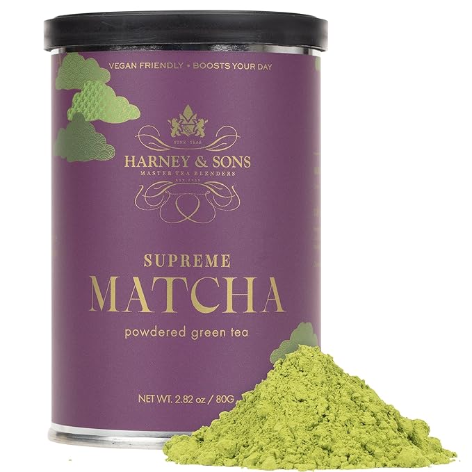 Harney & Sons Supreme Matcha, 80 gram tin, 2.82 ounces, Powdered Green Tea for Everyday, Matcha Lattes, Baking
