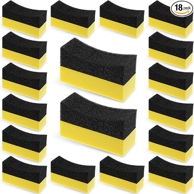 18 Pieces Tire Applicator Dressing Shine Sponge, Tire Dressing Applicator Pads, Color Polishing Sponge, Wax Buffing Pads,Tire Shine Applicator Pads for Car Glass, Painted Steel & Porcelain