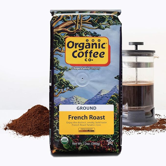 Organic Coffee Co. French Roast Ground Coffee 12 Ounce Dark Roast USDA Organic