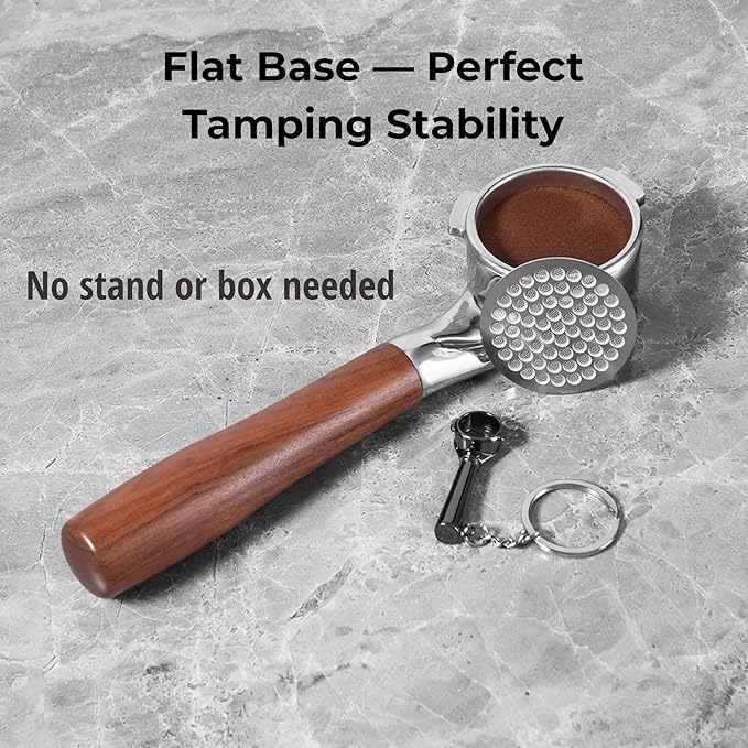 54mm Bottomless Portafilter Flat for Breville/Sage – Fits Barista Express, Pro, Touch, Bambino & Bambino Plus, Infuser – Rosewood Handle – Includes 18–21g Filter Basket & Puck Screen