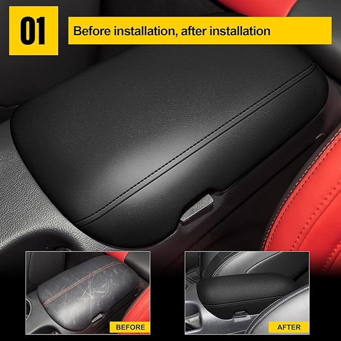 AOMSAZTO Center Console Covers for 2015-2021 2022 2023 Ford Mustang Armrest Pad Black