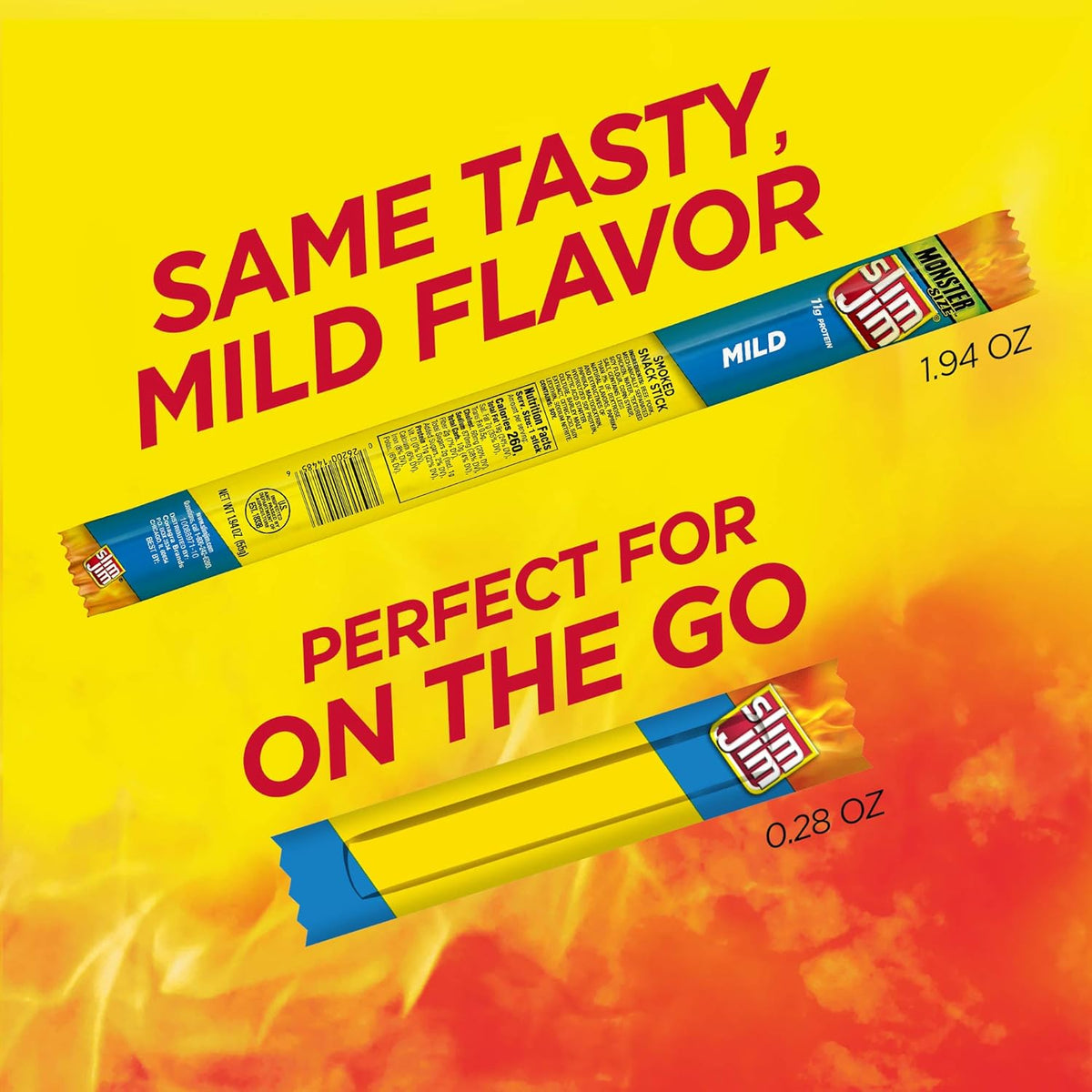 Slim Jim Smoked Meat Sticks, Mild Flavor, 6g Protein Per Serving, Snack Size, 0.28 oz. (14 Count)