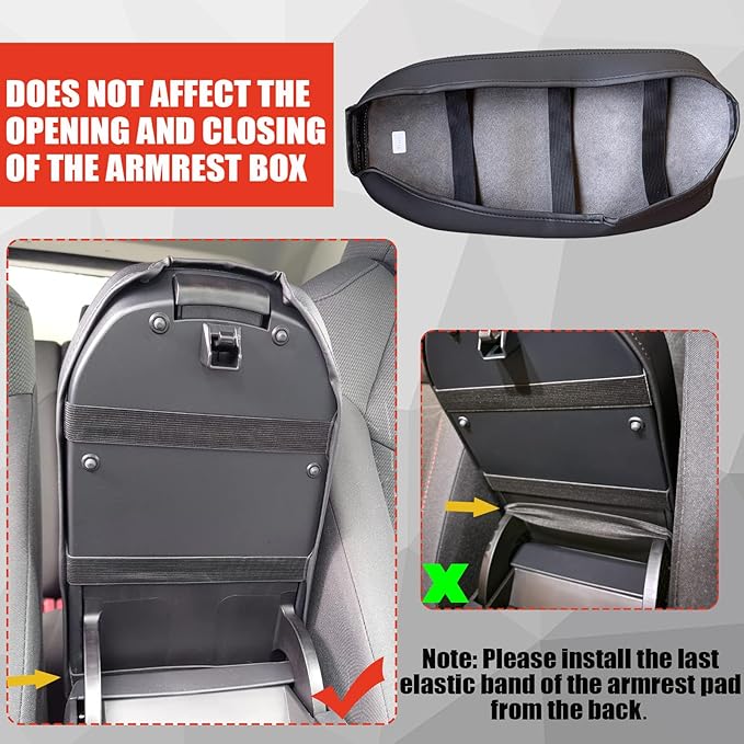 Center Console Cover for Toyota RAV4 2025 2024 2023 2022 2021 2020 2019 - Leather Middle Armrest Cover for Toyota RAV4 Interior Accessories (Red Stitches)