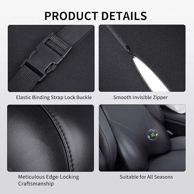 2 PCS Memory Foam Car Headrest Neck Pillow Lumbar Support Cushion for Ford F150 F250 F350 Explorer Transit Bronco Sport Accessories, Relieve Fatigue for Long Trips Driving Home Office
