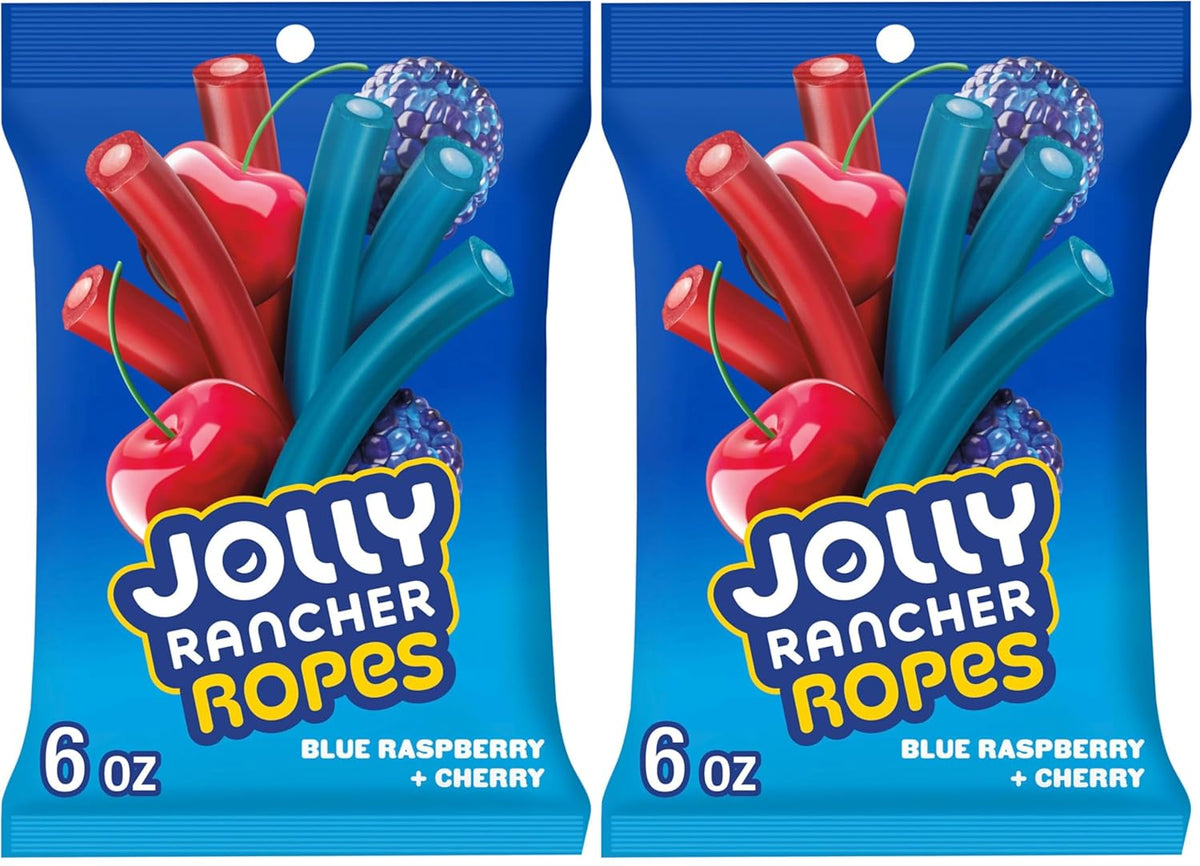 JOLLY RANCHER Ropes Blue Raspberry and Cherry Flavored Candy Bag, 6 oz