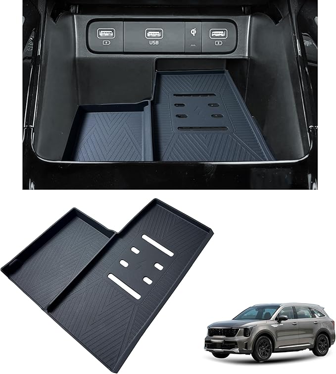 Wireless Charging Pad for Kia Sorento Accessories 2021-2023 2024 2025 2026 Center Console Wireless Charger Protective Mat Anti-Slip Cover Pad Heat Insulation Silicone Easy to Clean Interior Black