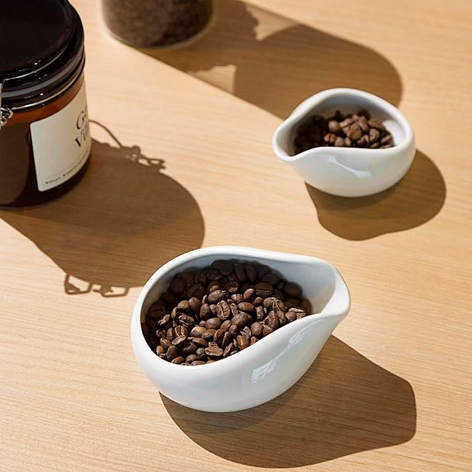 Loveramics 2-Pack Coffee Bean Dosing Cups by James Hoffmann, 30g-60g Capacity (White)