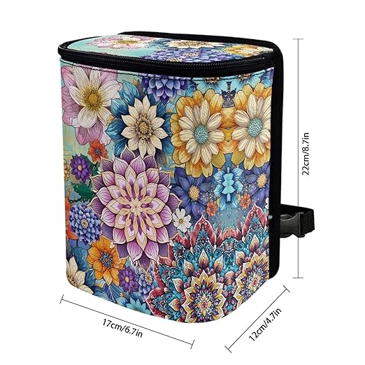 DISNIMO Boho Floral Car Trash Can Easy-to-Install Car Accessory Interior, Leak-Proof Car Garbage Can Bin Organizer Storage Bag for The Back Seat of Any Cars, Sedans, SUVs & Trucks