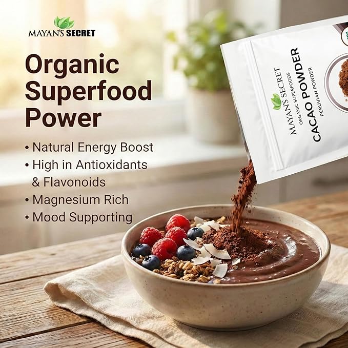 Mayan’s Secret - Organic Cocoa Powder Unsweetened - Raw Cacao Powder Organic Pure Dark Cacao for Smoothie, Coffee and Drink Mixes - Non-Alkalized, Vegan & Gluten Free (1 Pound - Pack of 1)