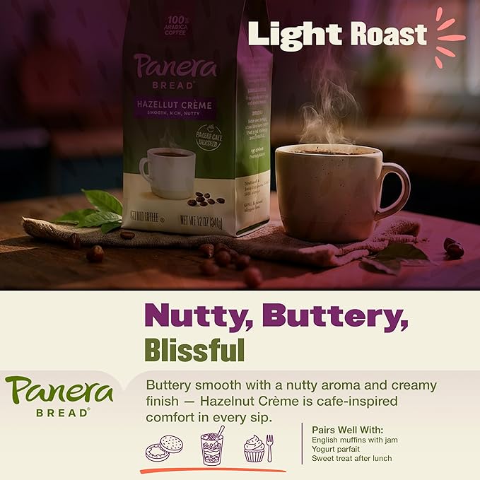 Panera Hazelnut Crème, Ground Coffee, Flavored Coffee, Bagged 12oz