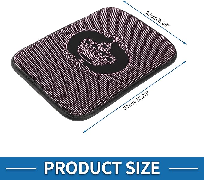 Car Armrest Cushion Pad Non-slip 12.20"x8.66" Suede Pink,Black Center Console Lid
