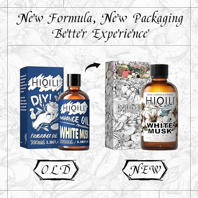 HIQILI White Musk Fragrance Oil, Musk Perfume for Women - 1 Fl Oz | Candle Scents for Candle Making, Soap Making Supplies, for Diffuser Use
