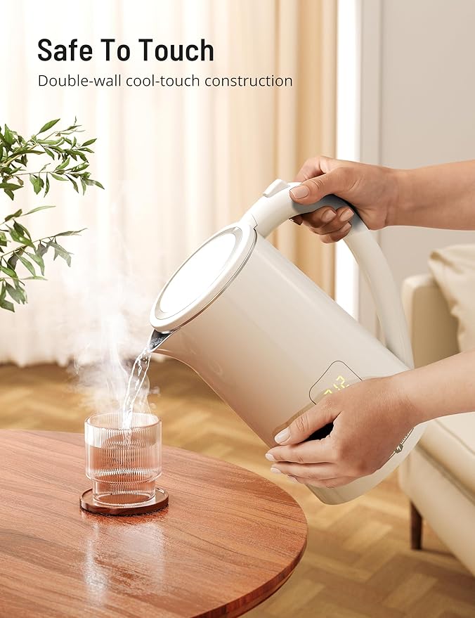Electric Tea Kettle, PARIS RHÔNE1.7L Temperature Control Electric Kettle, 4H Keep Warm Water Boiler with 6 Presets, LED Screen Electric Kettles for Boiling Water, Boil-Dry Protection, BPA Free