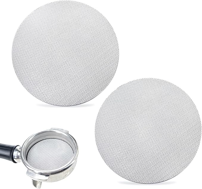 2pcs Espresso Puck Screen 1.7mm Thickness Reusable Barista Stainless Steel Coffee Filter Mesh Plate for Coffee Portafilter Filter Basket (51mm, 150μm)