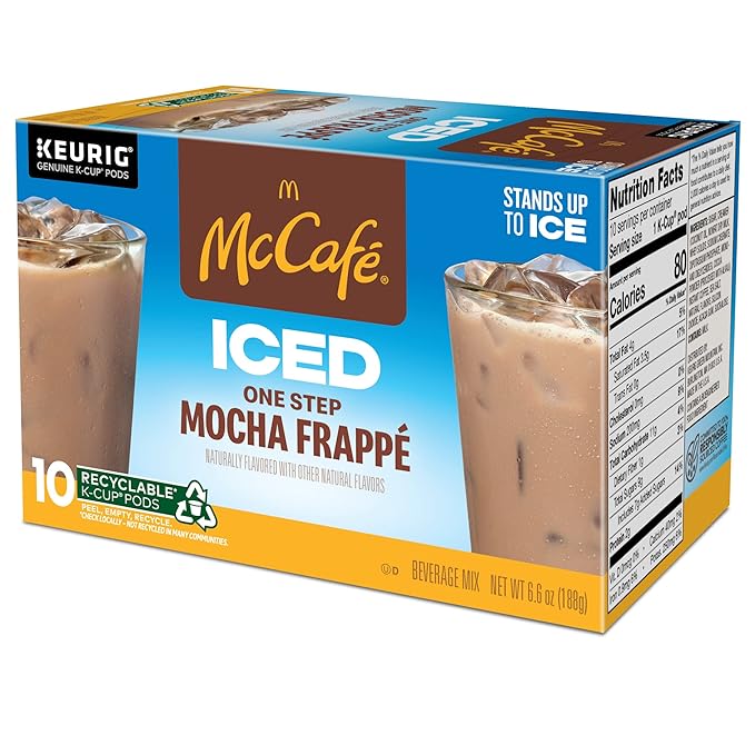 McCafe ICED One Step Mocha Frappe, Keurig Single Serve K-Cup Pods, 60 Count (6 Packs of 10)