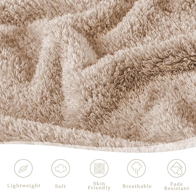 Exclusivo Mezcla Fleece Bed Blankets Queen Size, Ultra Soft, Lightweight and Fuzzy Camel Blanket for Women, Home Decor, 90x90 Inches
