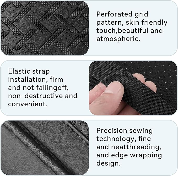Car Armrest Cushion, Leather Soft Vehicle Center Console Cover with 2 Storage Bag, Breathable Automotive Interior Arm Rest Protection Pad Accessories, Universal for SUV Sedan Truck(Wine Red)