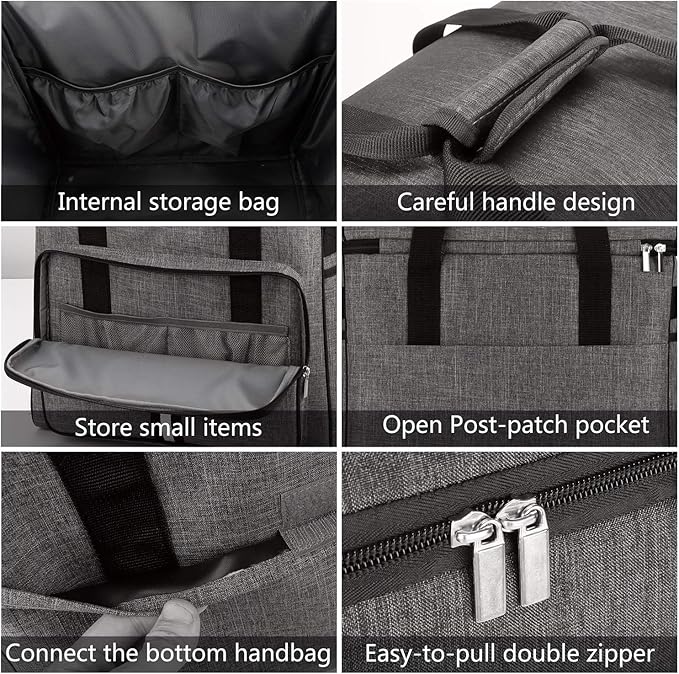 BAGLHER Heavy Duty Kitchen Mixer Cover for 4.5-5 Quart Stand Mixers, 2-in-1 Shoulder & Hand Carrying Case with Accessory Pockets (14”x9”x15”, Grey)